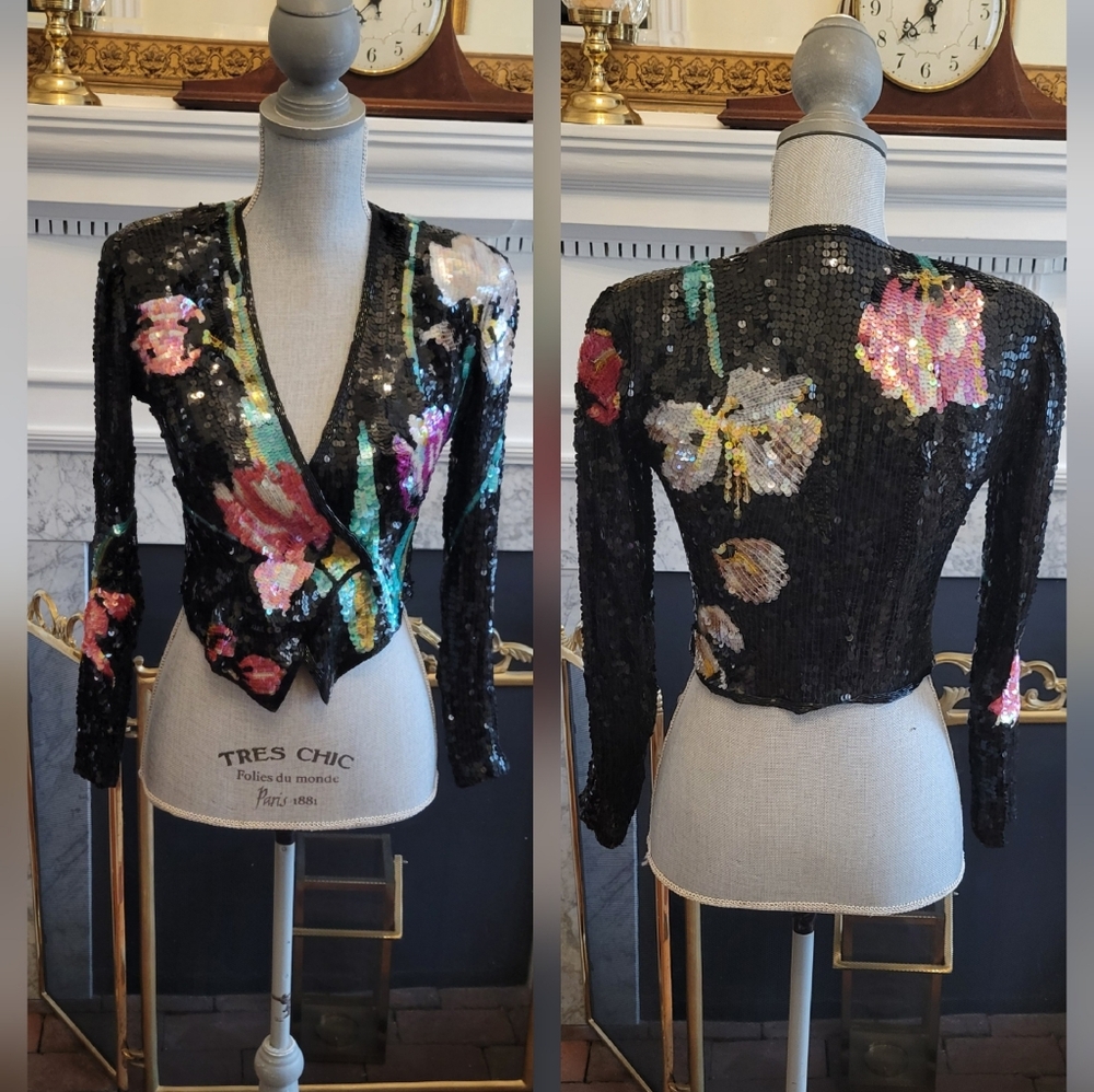 Vtg Neil Bieff Sequin Jacket/Top